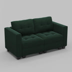 64" Black Velvet Modular Loveseat With Storage
