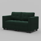 64" Black Velvet Modular Loveseat With Storage