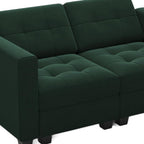 64" Black Velvet Modular Loveseat With Storage