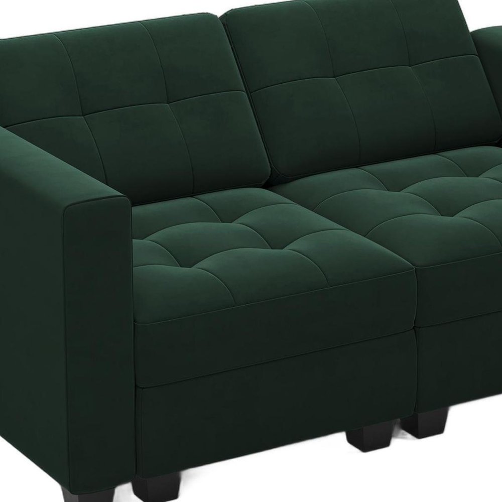 64" Black Velvet Modular Loveseat With Storage