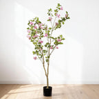 60" Pink Artificial Flowering Tree In Round Black Pot