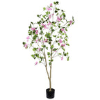 60" Pink Artificial Flowering Tree In Round Black Pot