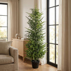 Set of Two 60" Green Artificial Pine Tree In Round Black Pot