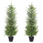 Set of Two 60" Green Artificial Pine Tree In Round Black Pot