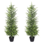 Set of Two 60" Green Artificial Pine Tree In Round Black Pot