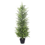 60" Green Artificial Pine Tree In Round Black Pot