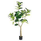 72" Green Artificial Fiddle Leaf Tree In Round Black Pot