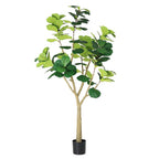 84" Green Artificial Fiddle Leaf Tree In Round Black Pot