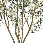 96" Green Artificial Olive Tree In Round White Planter