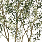 96" Green Artificial Olive Tree In Round White Planter