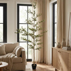84" Green Artificial Olive Tree In Round Black Pot