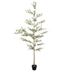 84" Green Artificial Olive Tree In Round Black Pot