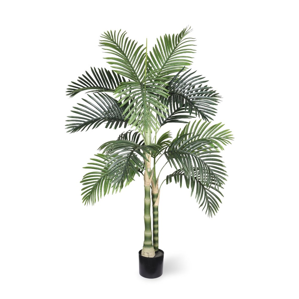 60" Green Artificial Palm Tree In Round Black Pot