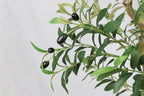 96" Green Artificial Olive Tree In Round Black Planter