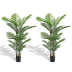 Set of Two 62" Green Artificial Palm Tree In Round Black Pot