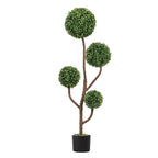 48" Green Artificial Boxwood Tree In Round Black Pot
