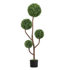 48" Green Artificial Boxwood Tree In Round Black Pot