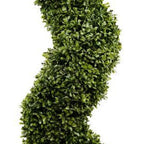 Set of Two 72" Green Artificial Boxwood Tree In Round Black Planter