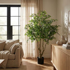 84" Green Artificial Ficus Tree In Round Black Pot