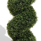 84" Green Artificial Boxwood Tree In Round Black Planter