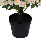 Set of Two 24" Peach And Pink Artificial Flowering Tree In Round Black Pot