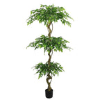 72" Green Artificial Ficus Tree In Round Black Pot