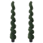 Set of Two 72" Green Artificial Cedar Tree In Round Black Pot