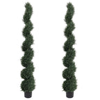 Set of Two 72" Green Artificial Cedar Tree In Round Black Pot