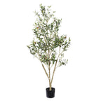 60" Green Artificial Olive Tree In Round Black Pot