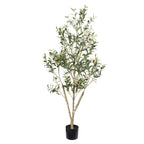 60" Green Artificial Olive Tree In Round Black Pot
