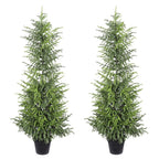 Set of Two 48" Green Artificial Pine Tree In Round Black Pot
