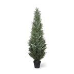 60" Green Artificial Cypress Tree In Round Black Pot