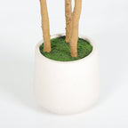 62" Green Artificial Fiddle Leaf Tree In Round White Pot