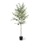 72" Green Artificial Olive Tree In Round Black Pot