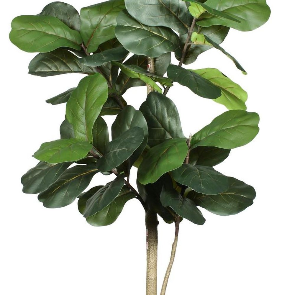 84" Green Artificial Fiddle Leaf Tree In Round Black Pot