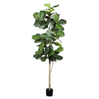 84" Green Artificial Fiddle Leaf Tree In Round Black Pot