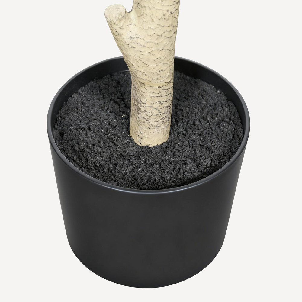 84" Green Artificial Fiddle Leaf Tree In Round Black Pot