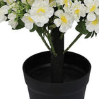 Set of Two 24" White Artificial Flowering Tree In Round Black Pot