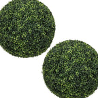 Set of Two 19" Dark Green Artificial Boxwood Tree