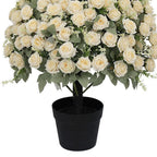 Set of Two 24" White Artificial Flowering Tree In Round Black Pot