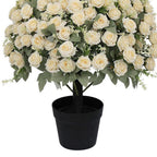 Set of Two 24" White Artificial Flowering Tree In Round Black Pot