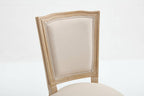 Set of Two Beige And Natural Linen And Solid Wood Dining Side Chairs