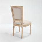 Set of Two Beige And Natural Linen And Solid Wood Dining Side Chairs