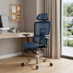 Blue Adjustable Height Swivel Rolling Gaming Chair With Footrest