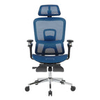Blue Adjustable Height Swivel Rolling Gaming Chair With Footrest