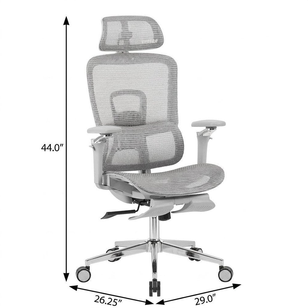 Gray Adjustable Height Swivel Rolling Gaming Chair With Footrest