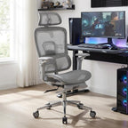 Gray Adjustable Height Swivel Rolling Gaming Chair With Footrest