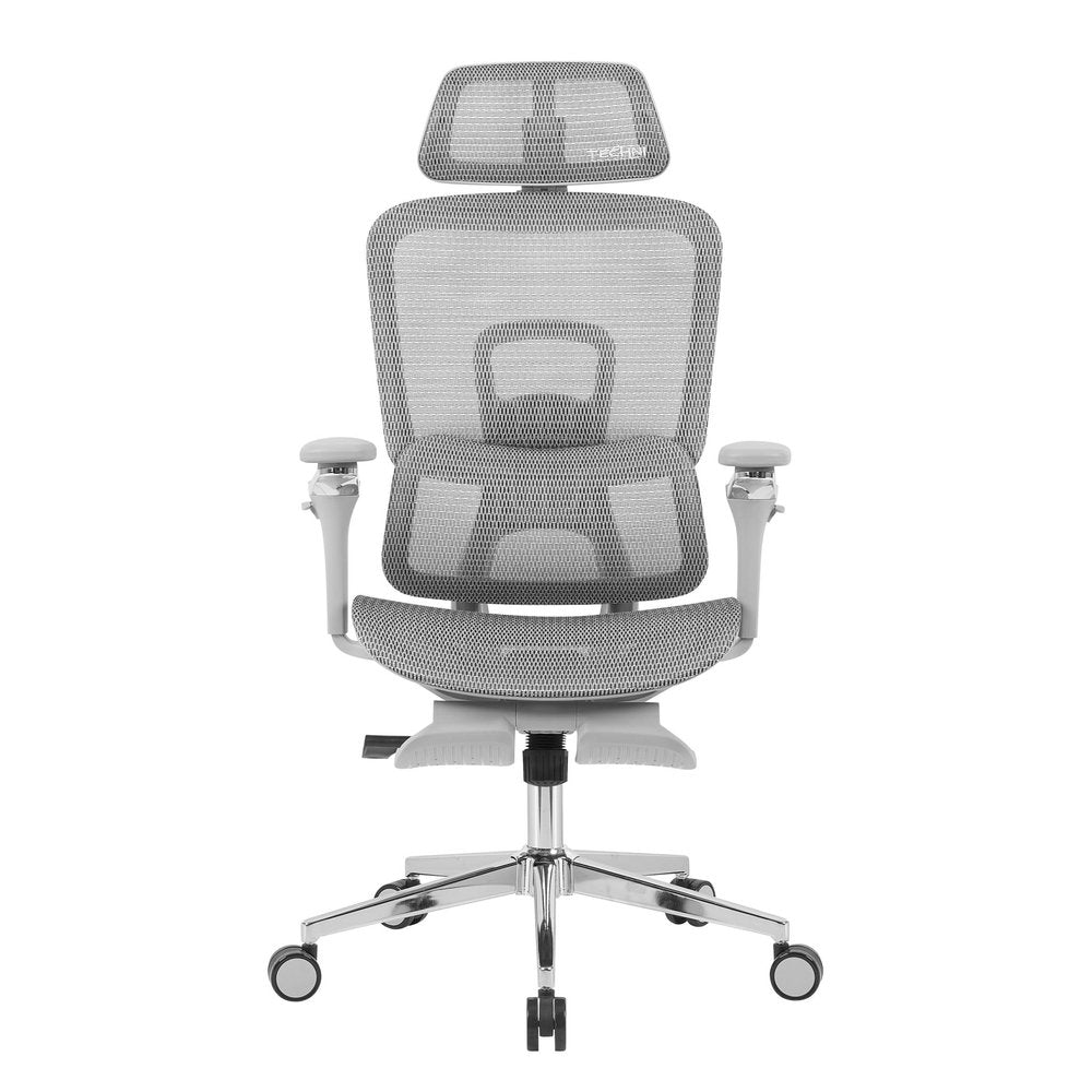 Gray Adjustable Height Swivel Rolling Gaming Chair With Footrest