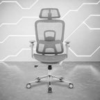 Gray Adjustable Height Swivel Rolling Gaming Chair With Footrest