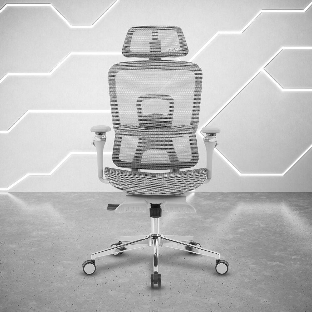 Gray Adjustable Height Swivel Rolling Gaming Chair With Footrest